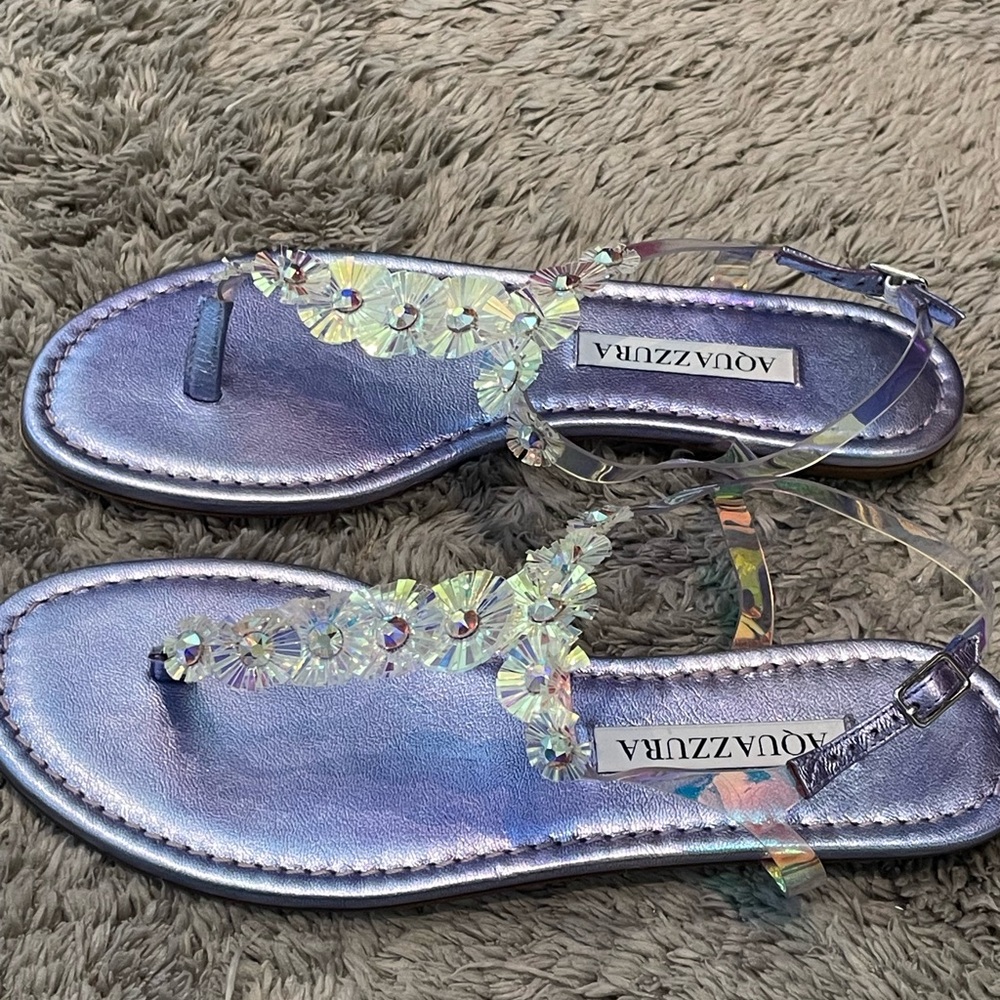Aquazzura Iridescent Floral Sandals
